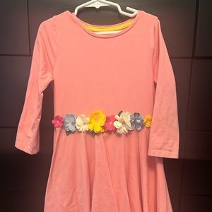 Mini Boden Pink appliqué flower dress size 7-8